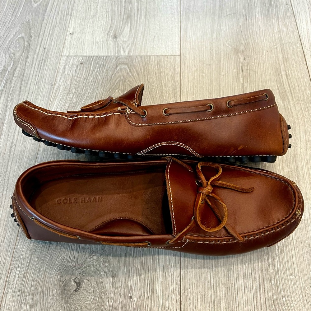 Mens Brown Leather Moccasins - Picture 4 of 10